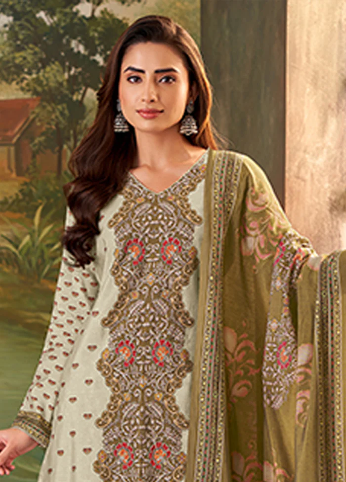 3 Pc Cream Silk Suit Set - Image 2