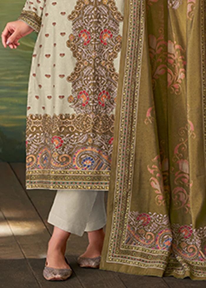 3 Pc Cream Silk Suit Set - Image 3