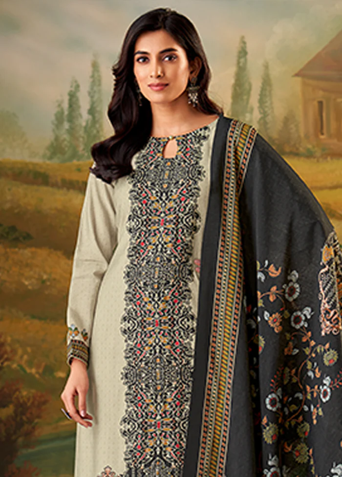 3 Pc Cream Silk Suit Set - Image 2