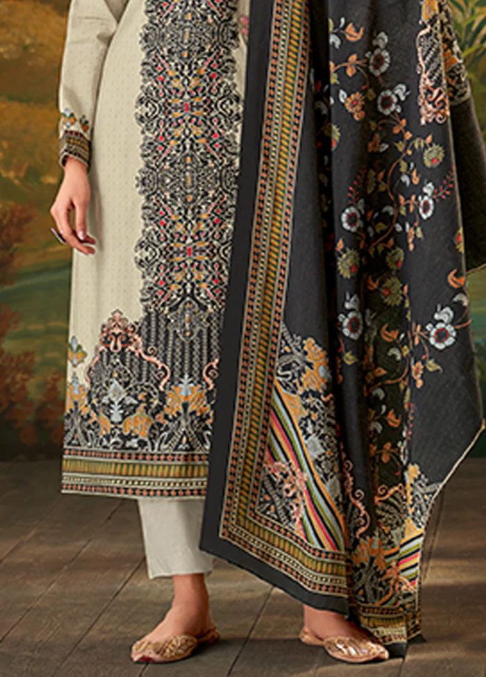 3 Pc Cream Silk Suit Set - Image 3