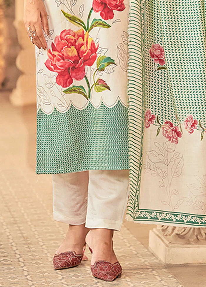 3 Pc Cream Silk Suit Set - Image 3