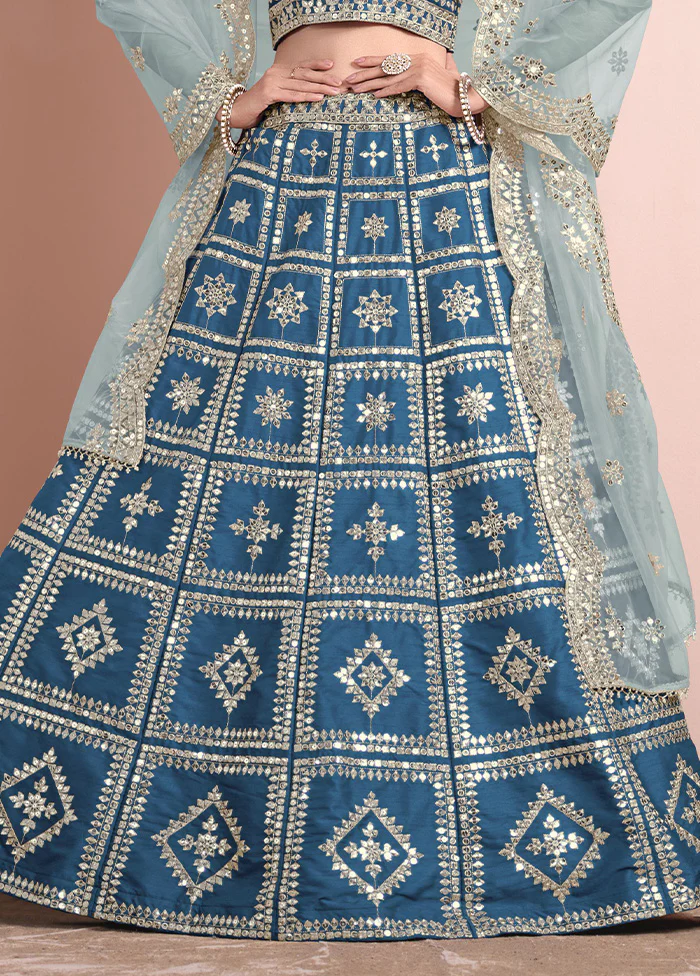 3 Pc Firoza Silk Semi Stitched Lehenga Set - Image 3