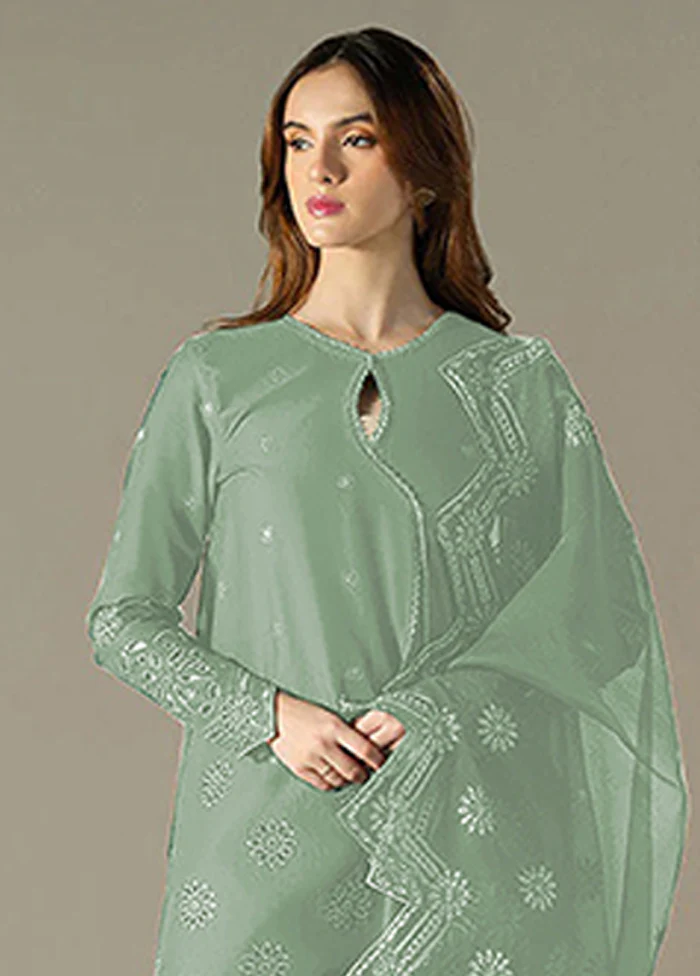 3 Pc Green Cotton Suit Set - Image 2