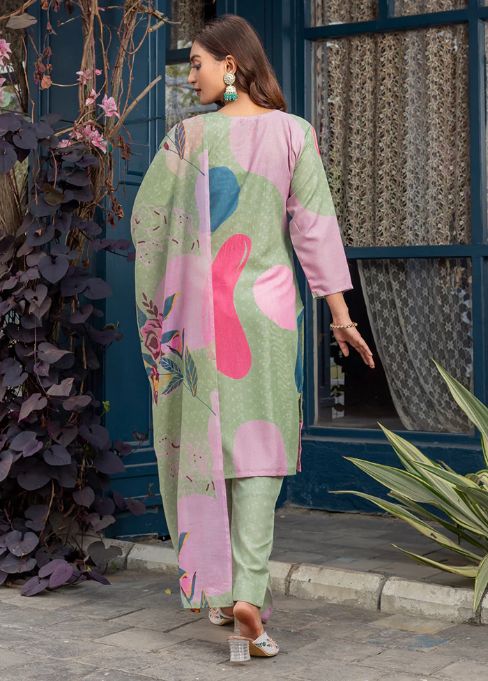 3 Pc Green Cotton Suit Set - Image 3