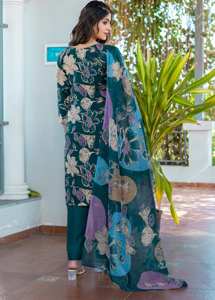 3 Pc Green Cotton Suit Set - Image 3