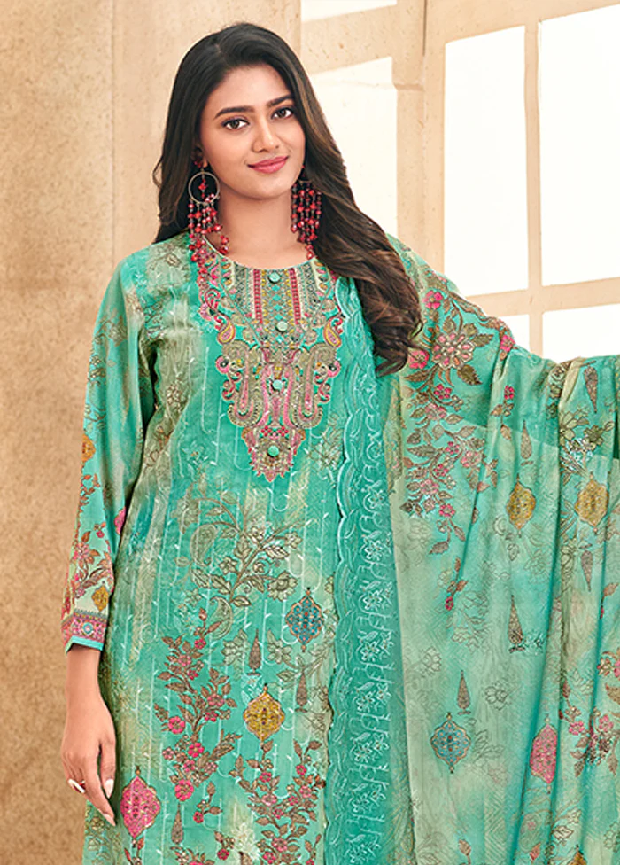 3 Pc Green Cotton Suit Set - Image 2