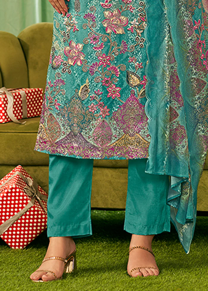 3 Pc Green Cotton Suit Set - Image 3