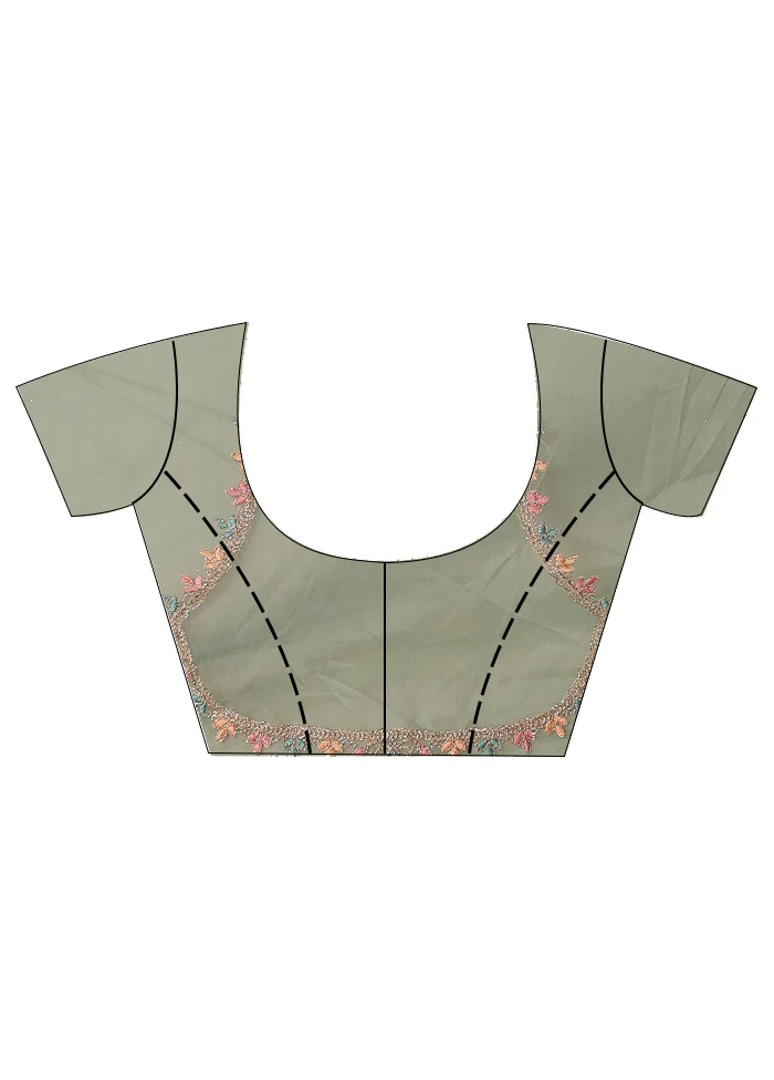 3 Pc Green Semi Stitched Silk Lehenga Set - Image 3