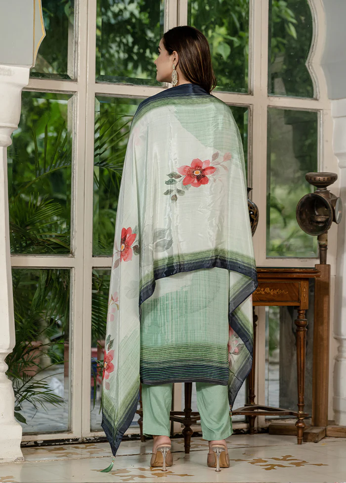 3 Pc Green Silk Suit Set - Image 3