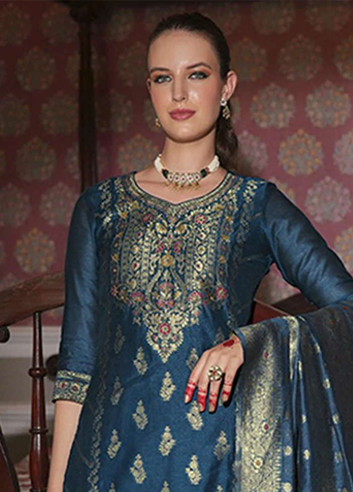 3 Pc Green Silk Suit Set - Image 2