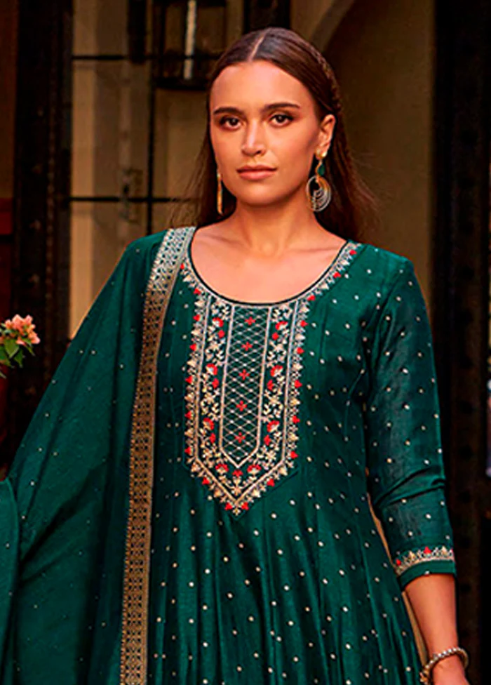3 Pc Green Silk Suit Set - Image 2