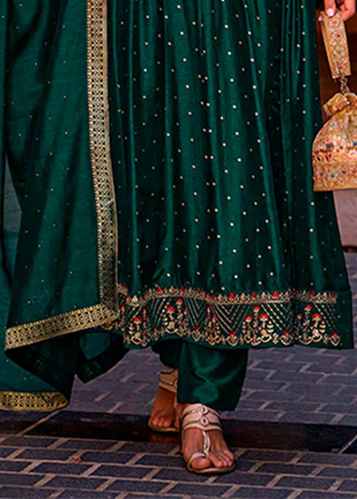3 Pc Green Silk Suit Set - Image 3
