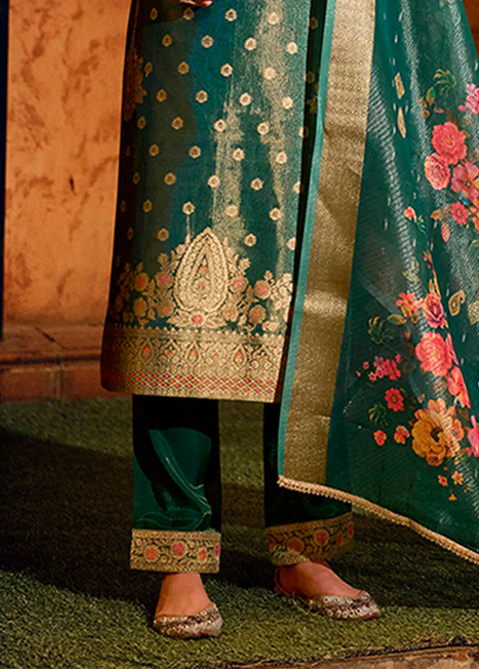 3 Pc Green Silk Suit Set - Image 3