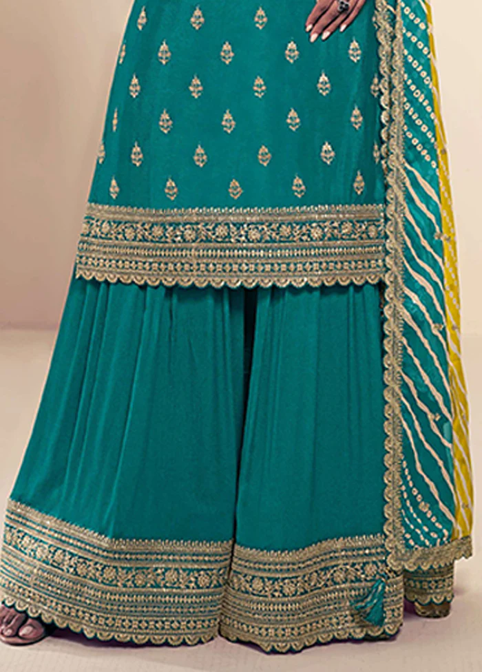 3 Pc Green Silk Suit Set - Image 3