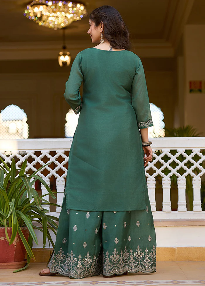 3 Pc Green Silk Suit Set - Image 3