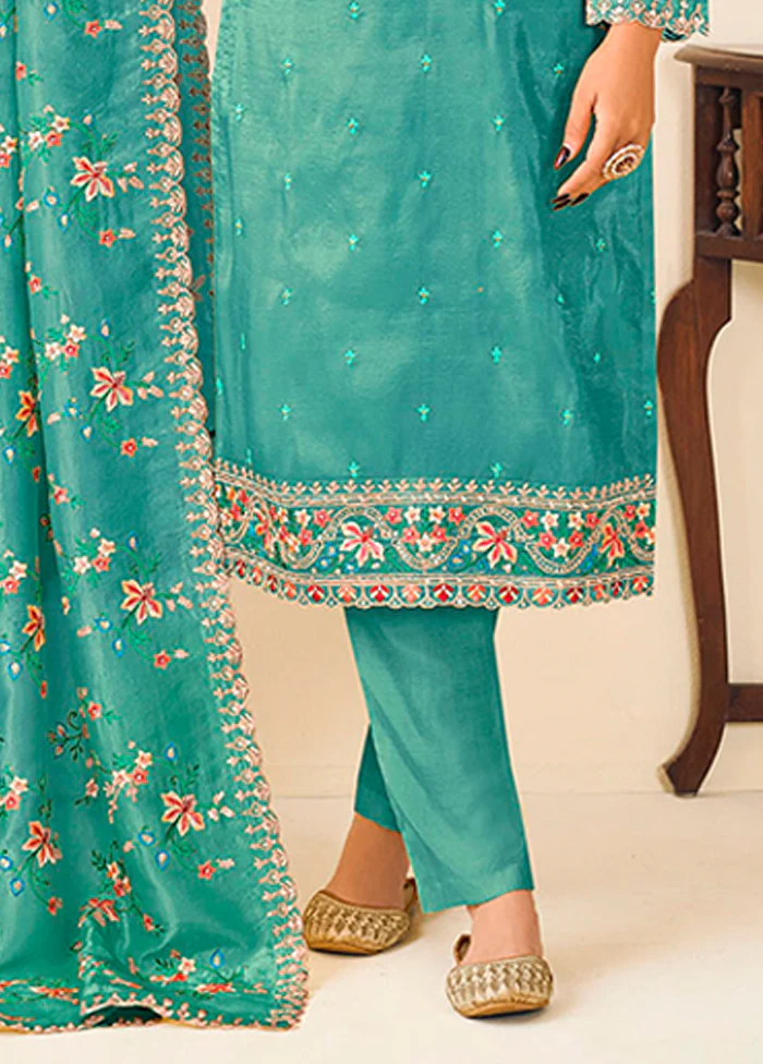 3 Pc Green Silk Suit Set - Image 3