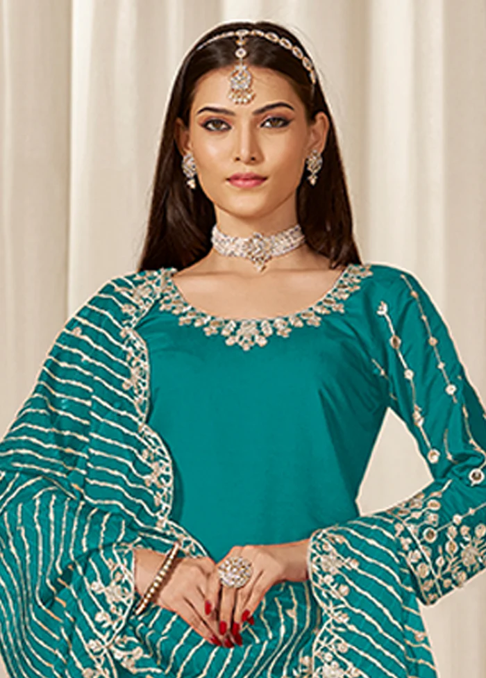 3 Pc Green Silk Suit Set - Image 2