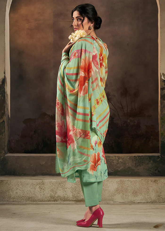 3 Pc Green Silk Suit Set - Image 3
