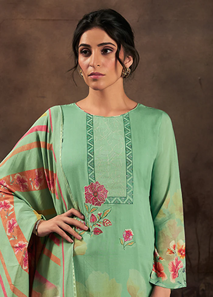 3 Pc Green Silk Suit Set - Image 2