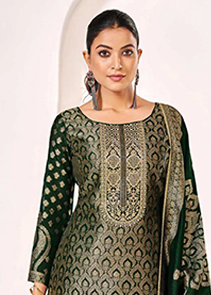3 Pc Green Silk Suit Set - Image 2