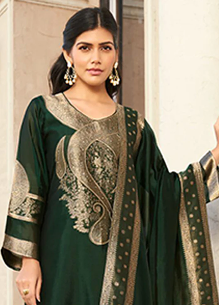 3 Pc Green Silk Suit Set - Image 2