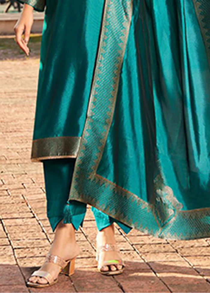3 Pc Green Silk Suit Set - Image 3