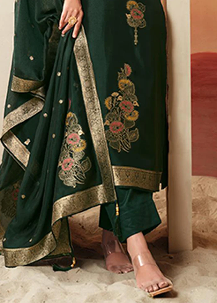 3 Pc Green Silk Suit Set - Image 3