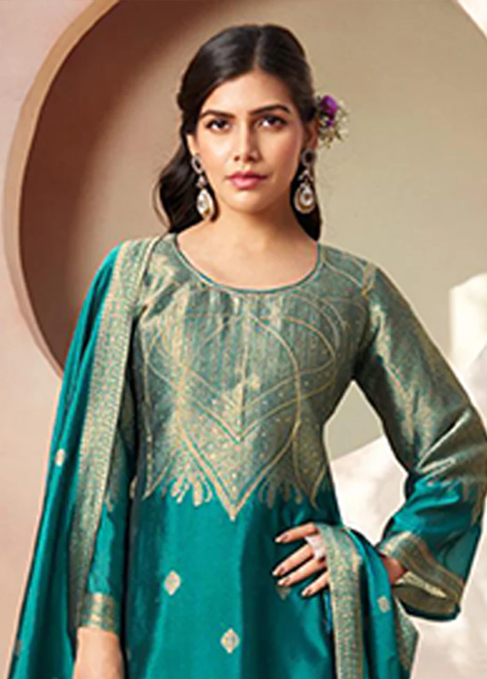 3 Pc Green Silk Suit Set - Image 2