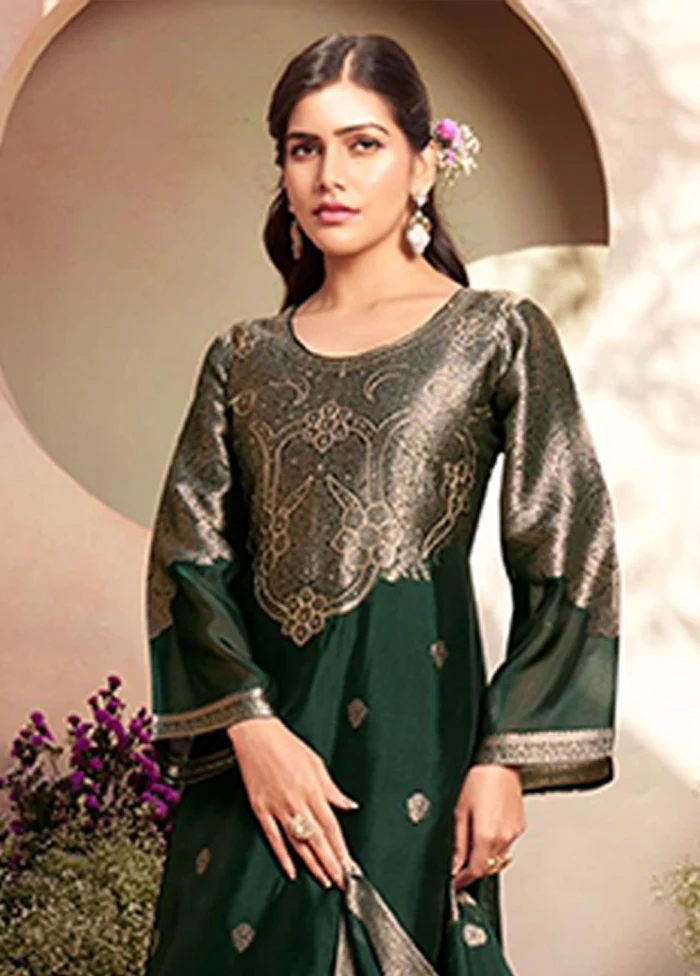 3 Pc Green Silk Suit Set - Image 2