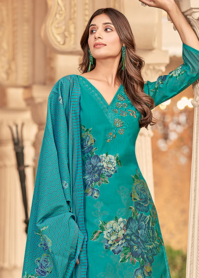 3 Pc Green Silk Suit Set - Image 2