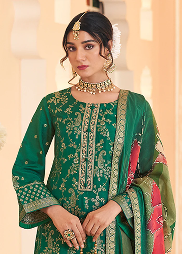3 Pc Green Silk Suit Set - Image 2