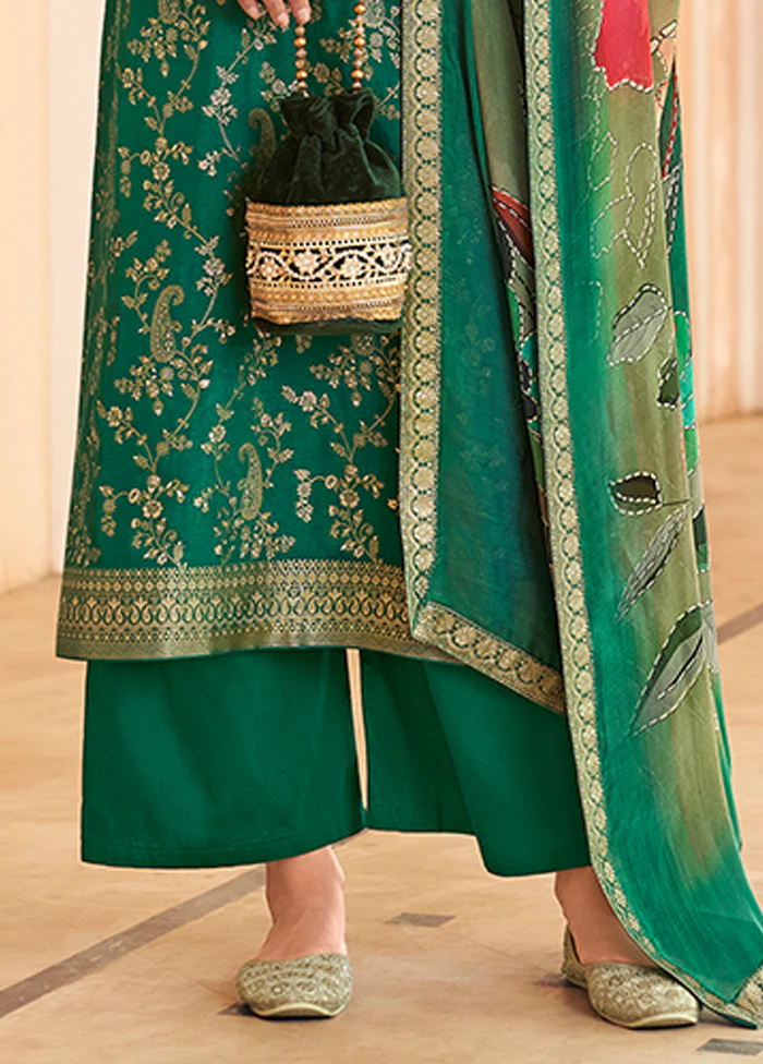 3 Pc Green Silk Suit Set - Image 3