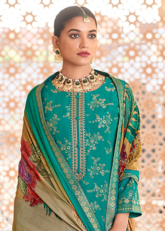 3 Pc Green Silk Suit Set - Image 2