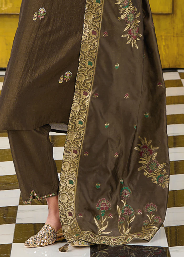 3 Pc Grey Readymade Viscose Dupatta Suit Set - Image 3