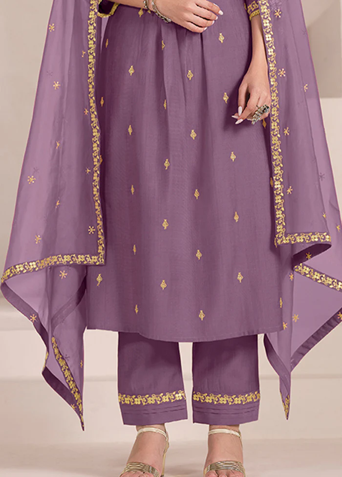 3 Pc Lavender Silk Suit Set - Image 3