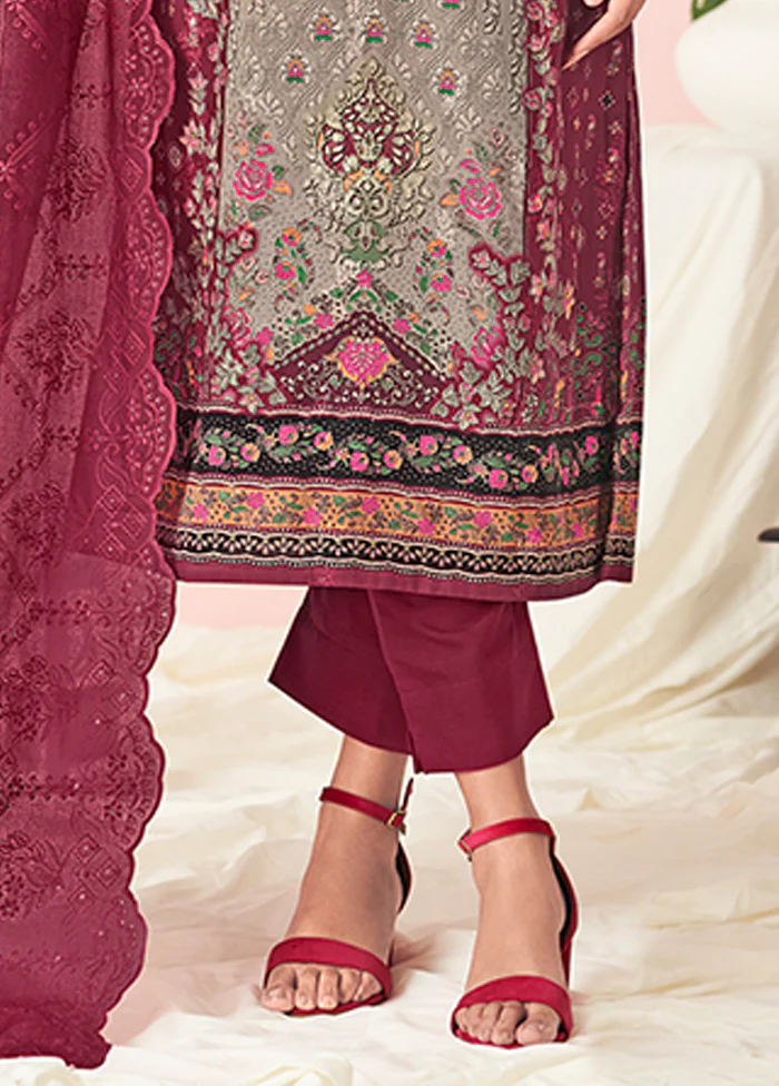 3 Pc Maroon Cotton Suit Set - Image 3