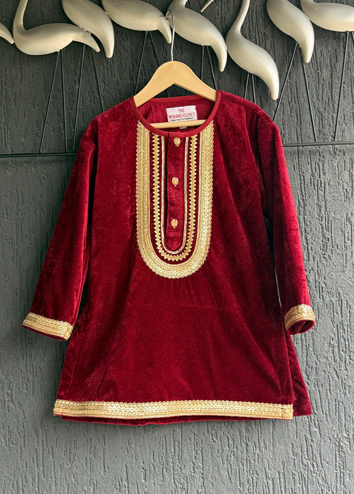 3 Pc Maroon Cotton Suit Set - Image 2