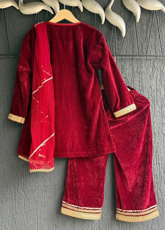 3 Pc Maroon Cotton Suit Set - Image 3
