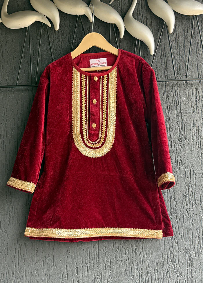 3 Pc Maroon Cotton Suit Set - Image 2