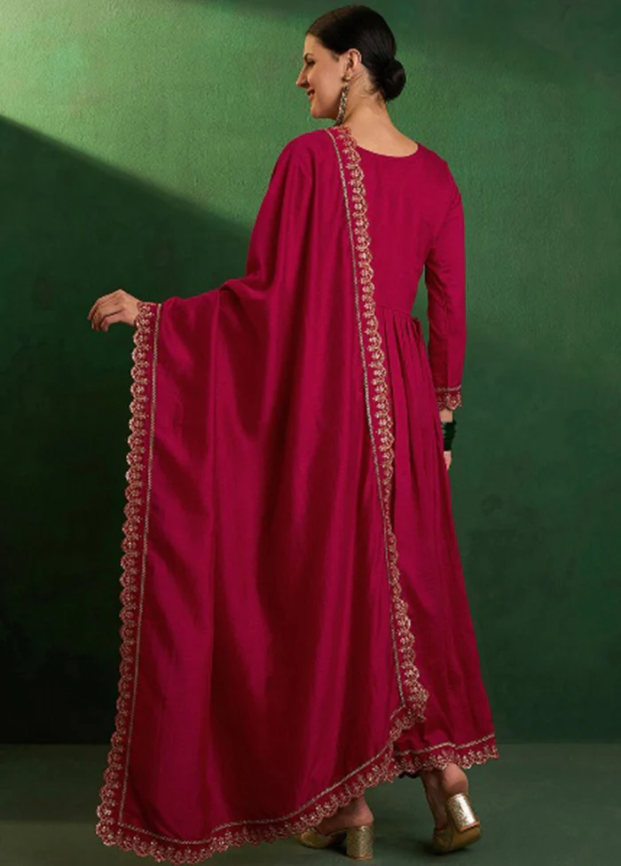 3 Pc Maroon Silk Suit Set - Image 3