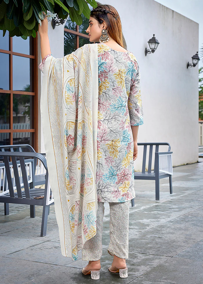3 Pc Multicolor Readymade Cotton Suit Set - Image 2