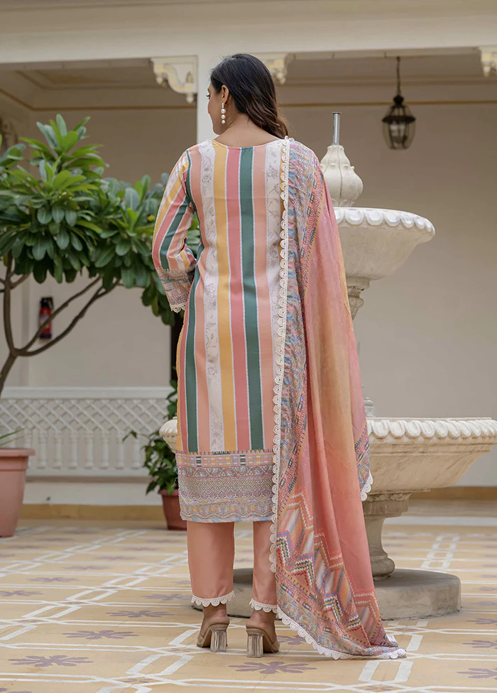 3 Pc Multicolor Silk Suit Set - Image 3