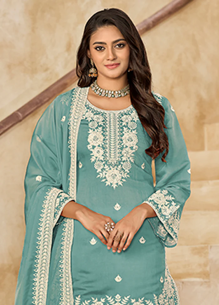 3 Pc Multicolor Silk Suit Set - Image 2