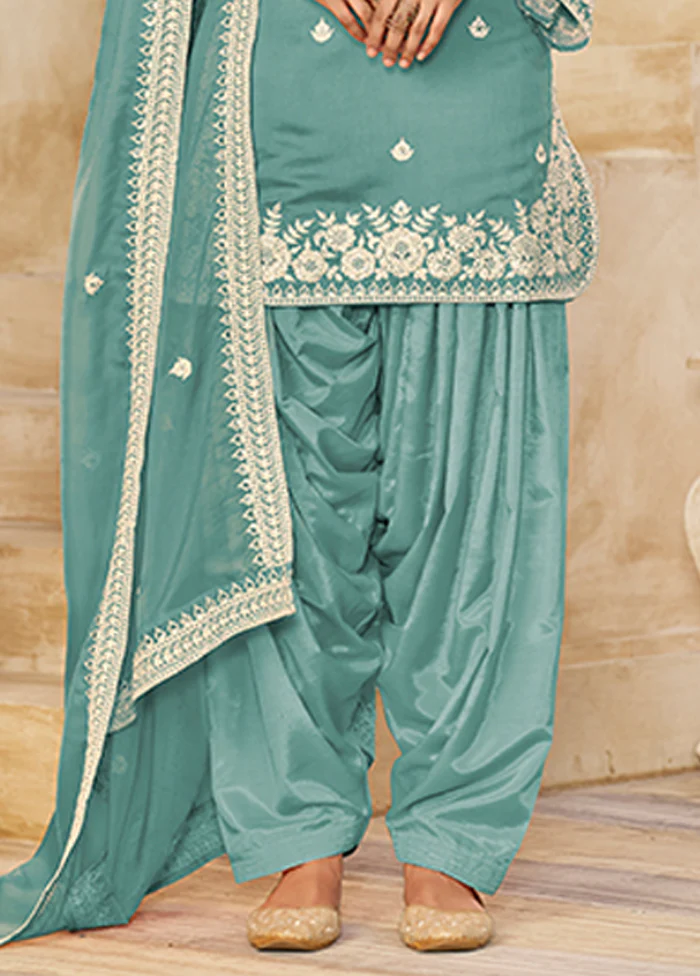 3 Pc Multicolor Silk Suit Set - Image 3