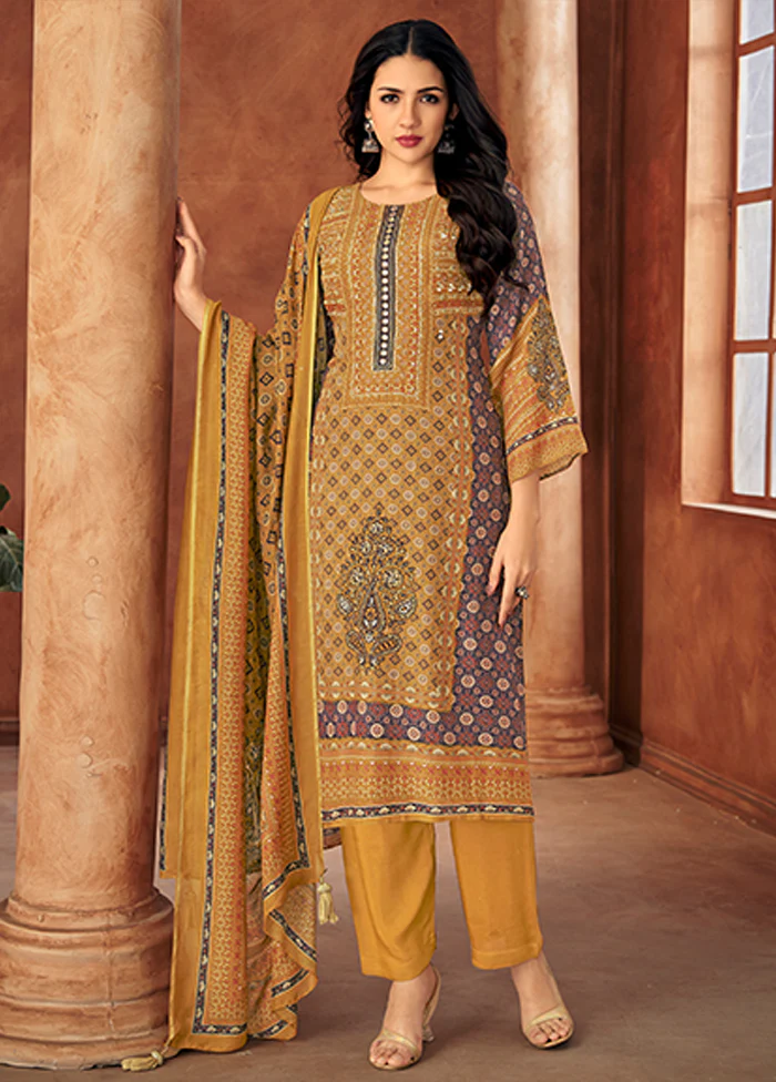 3 Pc Multicolor Silk Suit Set