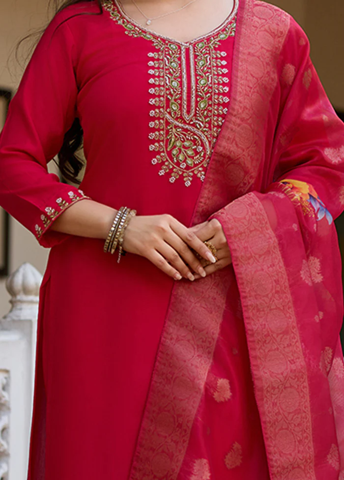 3 Pc Multicolor Silk Suit Set - Image 2