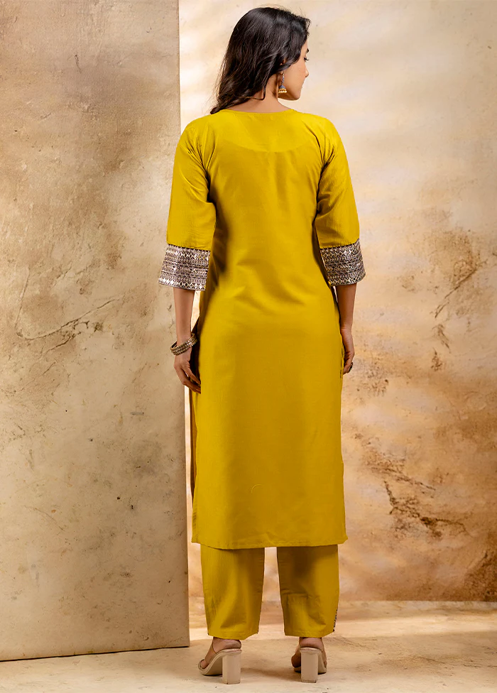 3 Pc Mustard Readymade Viscose Dupatta Suit Set - Image 3
