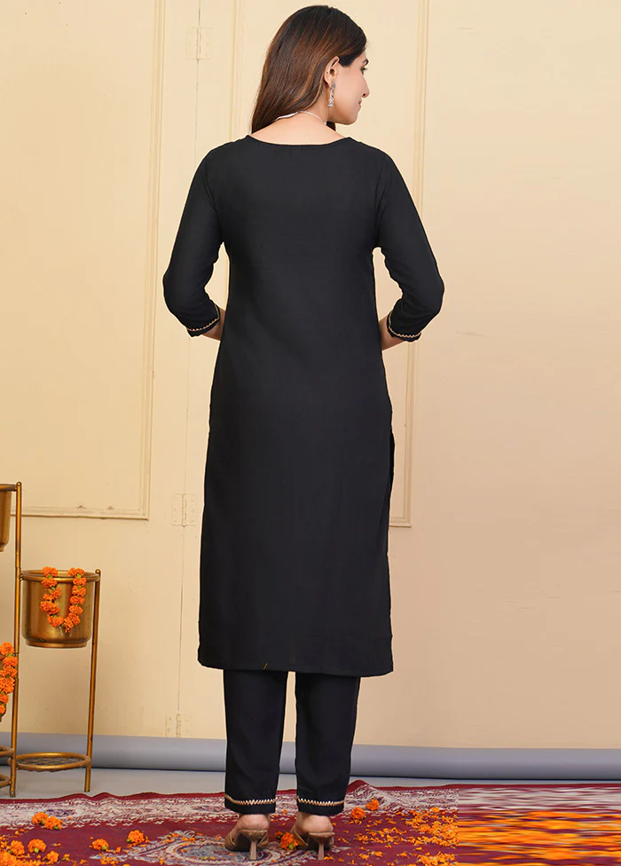 3 Pc Navy Blue Readymade Rayon Suit Set - Image 2