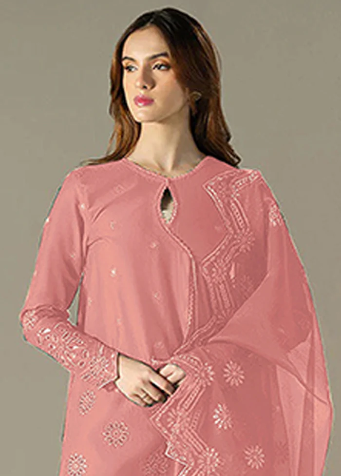 3 Pc Peach Cotton Suit Set - Image 2