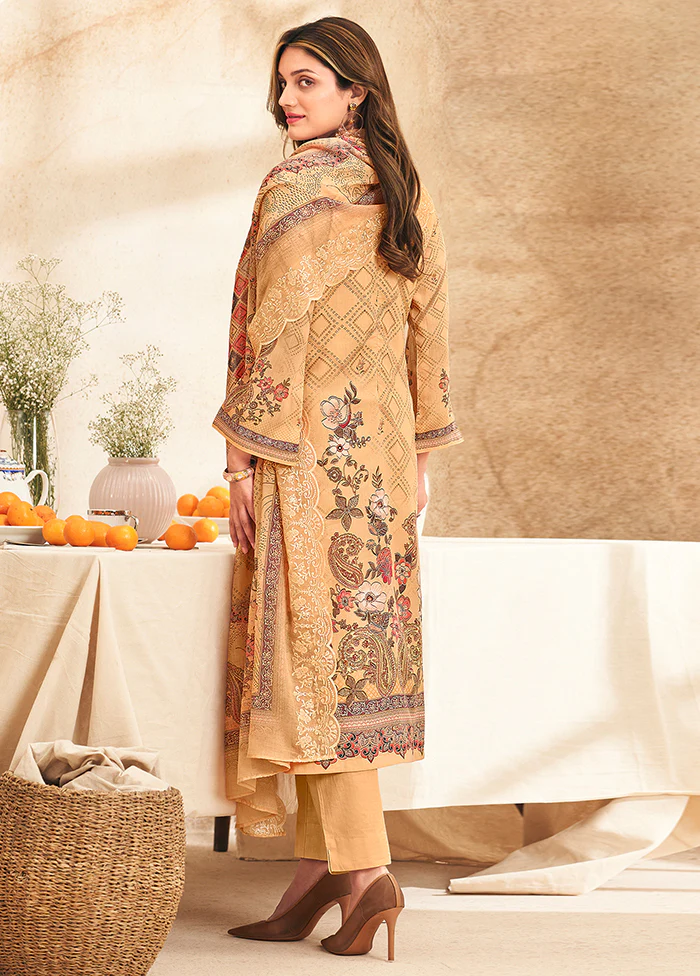 3 Pc Peach Cotton Suit Set - Image 3